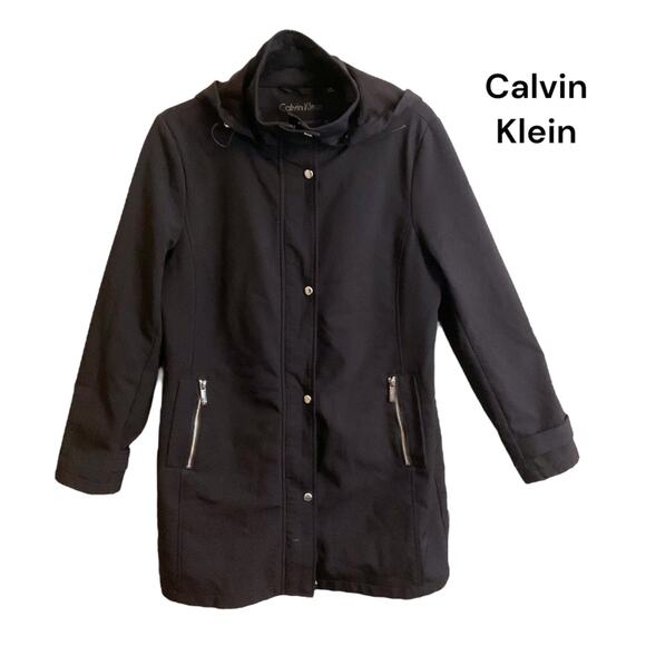 Calvin Klein Coat Jacket Women's SZ M Black Soft Shell Insulated Hood Detach - Picture 5 of 14